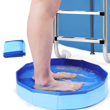 Mity rain Pool Foot Bath - Inflatable-Free and Foldable, Foot Soaking Bath Basin Portable for Pool Entry, Swimming Pools above Ground Essentials Swimming Pool Clean Feet Accessories, Blue