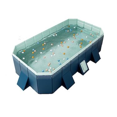Pimaja Foldable Pool, Non-Inflatable Swimming Pool - Outdoor Swimming Pool for Backyard Dog Pools (116.1"" x 64.9"" x 21.6""), Dark Blue