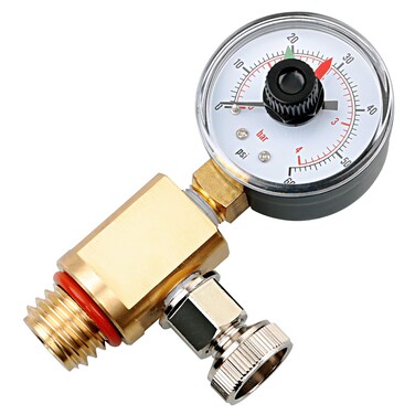 Misakomo 24850-0105 Air Relief Valve and Gauge Assembly - Brass Valve and Gauge with Dial Compatible with Sta-Rite System 3 Modular Media SM Series Pool and SPA Cartridge Filter