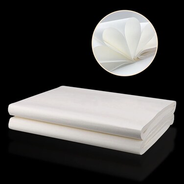 JANNO 200 Sheets Raw Xuan Paper, Sheng Xuan Rice Paper Without Grids, Chinese Calligraphy Practice Writing Sumi Drawing Painting Sheng Xuan, 34 x 68 cm (13.38 x 27.77 inch)