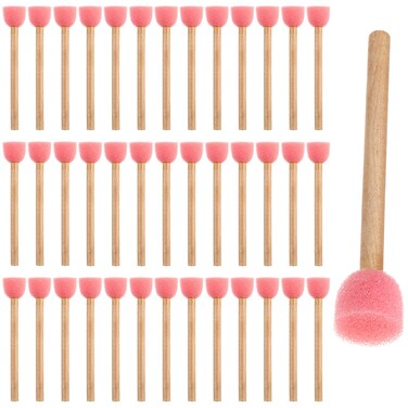 40 Pack Round Sponge Foam Brush 0.6'' Paint Sponge Brush Wooden Handle Foam Brush Foam Paint Brushes for Painting Crafts(0.6 Inch)