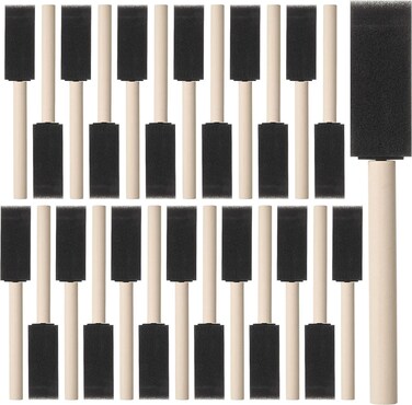 Qatalitic 26 Pcs Foam Paint Brushes, 1 Inch Sponge Brushes with Wood Handles, Light &amp; Durable, Ideal for Art &amp; Painting, Staining, Varnishes, Mod Podge, DIY Craft Projects