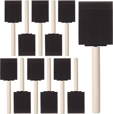 Qatalitic 16 Pcs Foam Paint Brushes, 2 Inch Sponge Brushes with Wood Handles, Light &amp; Durable, Ideal for Art &amp; Painting, Staining, Varnishes, Mod Podge, DIY Craft Projects