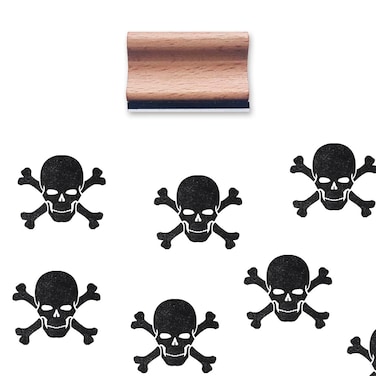 Skull Crossbones Rubber Stamp, 1-1/3 Medium Stamp for Scrapbooking Card Making Crafting