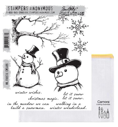 Tim Holtz Stampers Anonymous Mr. Frostie Cling Stamp Set, CMS499, Winter Wonderland Theme, Carnora Storage Bag, October 2024 Release