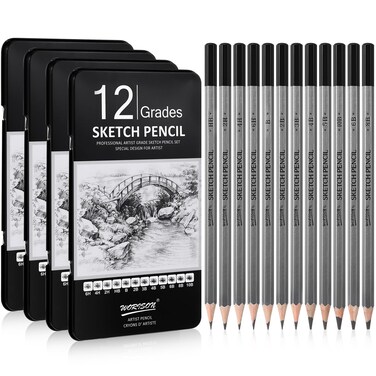 48 Pcs Drawing Sketching Pencil Set, Professional Drawing Pencils (10b - 6h) Graphite Sketch Pencil Artist Pencils Ideal for Beginners &amp; Pro Artists, Drawing Art, Sketching, Shading Christmas Gifts