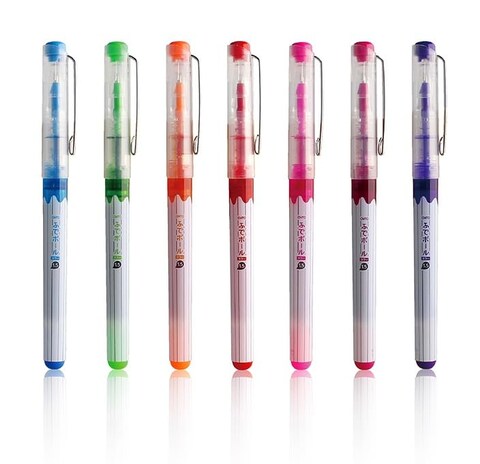 Fude Ball 7-Color Set, fude pen 1.5mm Gel Ballpoint Pen, Made in Japan, CFR-150FBC