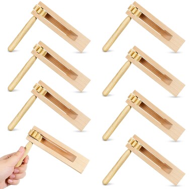 8 Pieces Wooden Ratchet Noise Maker, Traditional Mexican Rattle Ratchet Instrument Toy for Sporting Events Party Favor and Celebrations Birthday Present Football Games, 6 x 5.5 x 1.4 Inches
