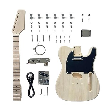 DBL DIY Electric Guitar Kits,TL Style Electric Guitar,6 String Right Handed with Basswood Body Maple Neck Maple Fingerboard Chrome Hardware，Build Your Own Guitar