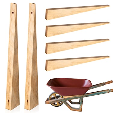 Kigley 4 Pcs Wheelbarrow Wedge Wood Wedges Wheelbarrow Parts for Trailer Wagon Home Garden Patio Garage