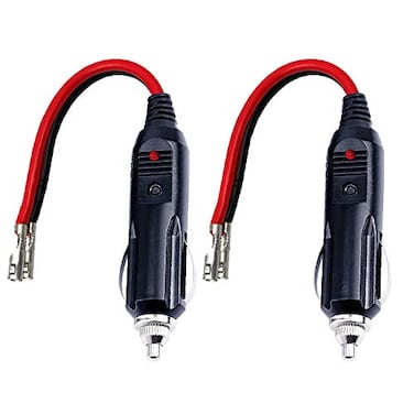 KUNCAN Replacement Cigarette Lighter Plug - 12 Volt Male Cigar Plug with Leads Car Adapter Dc Battery Charger Connectors 12V Power Supply for Auto Accessories with LED Lights 15A