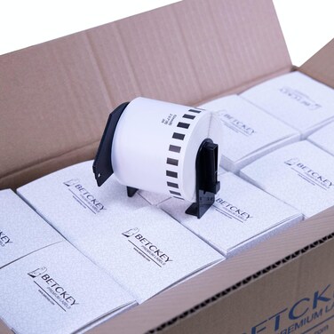 BETCKEY - Compatible Continuous Label Replacement for Brother DK-2205 (2-3/7" x 100'), Use with Brother QL Label Printers [20 Rolls]