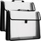 Skyygemm 2 Pcs File Folder with Handle PP Plastic Transparent A3 Portfolio Oxford Cloth Edge Waterproof and Button Closure File Wallet Document Folder Organizer for Office School Home, Black