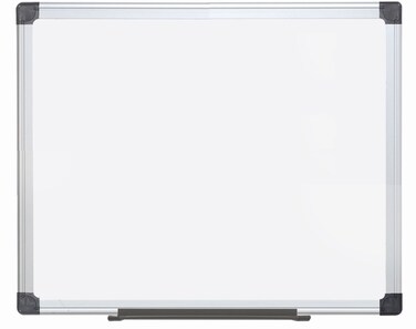 MasterVision Maya Series Double Sided Melamine Dry Erase White Board with Snap-On Marker Tray, 18" x 24", Aluminum Frame