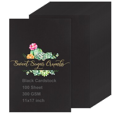 SHUESS 100 Sheets Black Cardstock Paper 11x17 Thick, Heavyweight Legal Size Printer Paper, 250G Thick Construction Paper for Halloween, Arts, Crafts, Ledger, Tabloid, Posters
