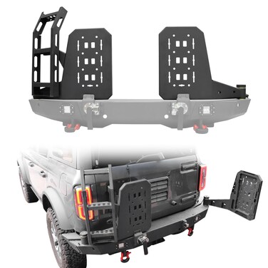 Broaddict Rear Bumper Specialized Climbing Ladder Compatible for 2021 2022 2023 Ford Bronco 2/4-Door Expandable with multiple accessories