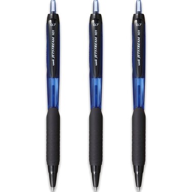 uni-ball Jetstream SXN-101-7N Retractable Rollerball Pens - 0.7mm Nib Tip - Blue Ink - Pack of 3