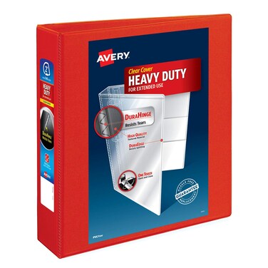Avery Heavy Duty View 3 Ring Binder, 2" One Touch EZD Ring, 6 Red Binders (79225)
