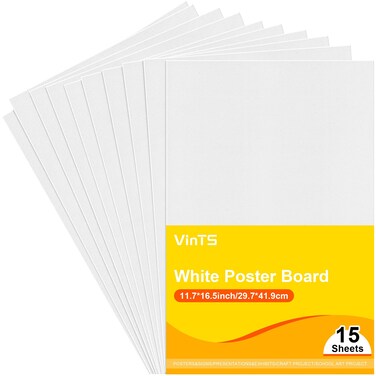 15Pcs White Poster Board,VinTS 11.7 * 16.5 Inches White Poster Paper, 230G Thickness Blank Graphic Display Board for School Arts, Classroom Crafts, Exhibits and Notices (Pack of 15)