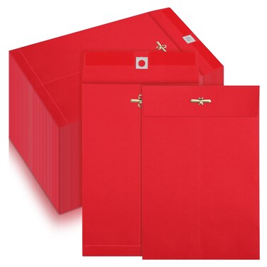 Mooliwe 150 Pcs Manilla Envelopes 9 x 12 Bulk Clasp Mailing Envelopes Red Kraft Catalog Envelopes Letter Size 28lb Heavy Duty Paper Envelopes with Clasp Gummed for Home Office Business