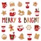 Whaline 52Pcs Christmas Cutouts Hot Cocoa Gingerbread Bulletin Board Decorations Cocoa Mug Coffee Cup Merry &amp; Bright Cutouts Cute Xmas Classroom Decor for Winter Holiday Home Party Decor