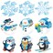 Nezyo 45 Pcs Winter Party Decoration Snowflake Bulletin Cutouts Winter Paper Cut Snowman Penguin Decoration Cutouts for Winter Holiday Party DIY Supplies Classroom Home Chalkboard Decor (Winter)
