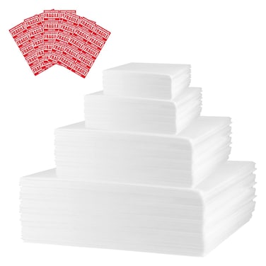 Yugada 160 Pack Foam Pouches Cushion Foam 4 Sizes Moving Foam Wrap Pouches, Packing Cushioning Supplies Moving Supplies Packing Materials for Moving Dishes (Come with 160 Pcs Fragile Stickers)