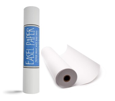 White Art Easel Paper Roll (12 Inch by 75 Feet) 100 Percent Recyclable Non-Yellowing Arts and Crafts Bond Paper for Paper Tablecloths, Bulletin Board Backing and Wall-Mount Note Stations