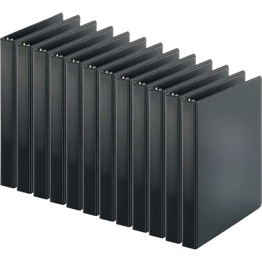 Business Source 09976CT Round Ring Binder, 1-Inch Capacity, 11-Inch x8-1/2-Inch , 12/CT, Black