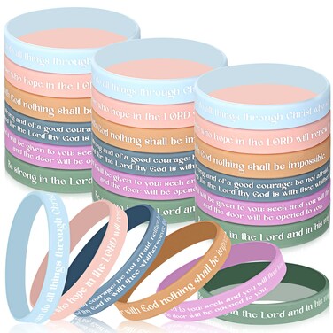 Yinkin 36 Pieces Christian Bible Bracelets Rubber Verse Bracelets Religious Silicone Bracelet Inspirational Silicone Wristbands Motivational Rubber Wristbands Bible Verses Wristbands for Adults