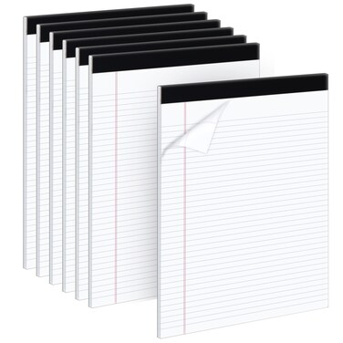 KitchenDine Office Legal Pads   Note Pads For Work   Memo Pads   8.5 x 11 inches Lined Paper Pad   Narrow Rule 50 Sheets Pads   Set of 6 White Writing pads for Home, School, Teachers, Businesses