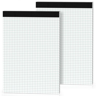 2 Pack Graph Paper Pad 8.5 x 11 Quad Ruled Graph Pads 4x4, White Grid Paper Pad Letter Size 8.5 x 11-Inch, Micro-Perforated Graph Paper Notebook 30 Sheets Math Paper Writing Pads for Office School