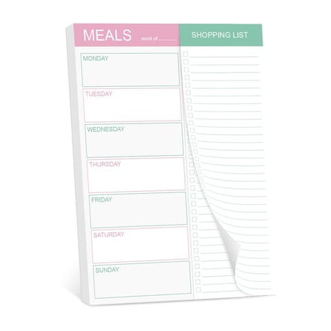 Magnetic Meal Planning Pad for Fridge - 10&quot; x 7&quot; Meal Planning Pad with Tear Off Shopping List. 52 Weeks Undated for Meal Planner and Grocery List with Magnet