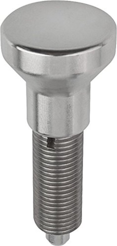 Kipp 03093-002516A8 Stainless Steel Indexing Plungers Without Collar, H Style, Locking Pin Hardened, Inch, 1"-8 Thread, 106 mm Length