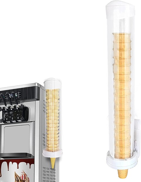 Ice Cream Cone Dispenser Holder Wall Mount Waffle Cone Dispenser Holder Cake Cone Dispenser 21&rsquo;&rsquo;L x 3&rsquo;&rsquo; Dia Cone Holder Sleeve for Ice Cream Machine