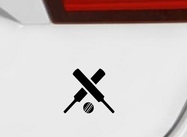 Artworks Crossed Cricket Bats Ball Decal for Truck, Funny, Tumbler, Window, Laptop, Phone, Stickers, Home Decoration.