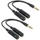 1/4 Splitter, 2 Pack 6.35mm TRS Stereo Headphone Male to 2 Female Splitter Cable, Quarter Inch Y Splitter Adapter UIInosoo for Headphone, Speaker, Guitar, Amplifiers, Mixer, 6 inch