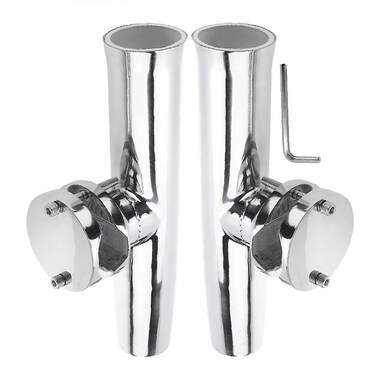 NovelBee 2pcs Boat Fishing Rod Holder,Stainless Tournament Style Clamp on Fishing Rod Pole Holder for Rails 1-1/4" to 2