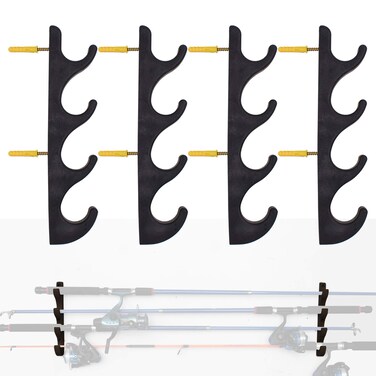 YYST Horizontal Fishing Rod Storage Rack Holder Wall Mount W Screws - No Fishing Rod- to Hold 8 Fishing Rods