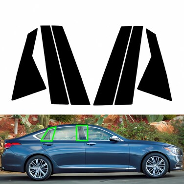 RONTCOS 6Pcs Gloss Black Pillar Posts Window Trim Cover for Hyundai Genesis G80 Sedan 2015 2016 2017 2018 2019 2020 2021 2022