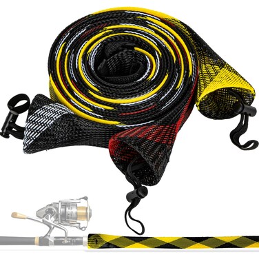 RAINFLOW Fishing Rod Sleeves Rod Socks for Fishing Poles 5.5 Foot Fishing Pole Sleeve Straps 3 Piece Fishing Rod Covers Fly Rod Sock for Spinning Rods Tube Accessories Tools Fishing Stuff