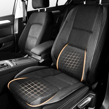 LARROUS Car Seat Cushion - Memory Foam Car Seat Pad with Breathable Mesh, Relief Back Pain, Universal Fit, Easy to Install, Cushion Set for SUV/Truck/Car &ndash; Black