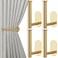 4 Pack Curtain Holdbacks, Metal Curtain Tiebacks, Self Adhesive No Drill Curtain Holders, L Shaped Curtain Hooks, No Drill Curtain Tie Backs for Home Office Decorative Curtain Decor (Gold)