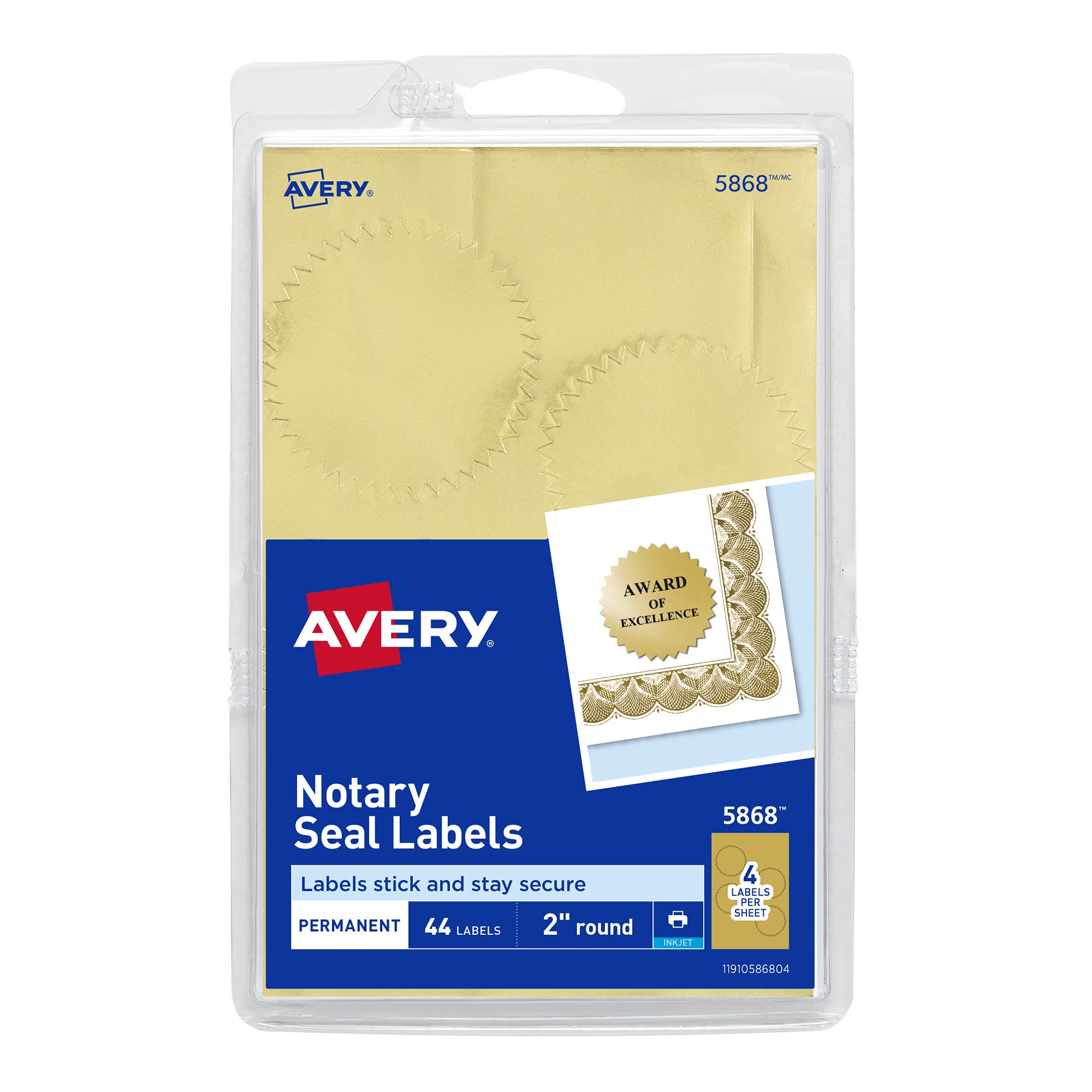 avery Avery Inkjet Print Or Write Notarial Seals 5868 2 IN
