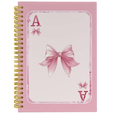 BESERH Pink Bow Ace Card Coquette Notebook Journal, Preppy Notebook, Pink Aesthetic Notebook, Girly Notebook, Cute Notebooks for Women, Pink Office Supplies, Spiral Notebook 5.5x8.3 with 164 Pages