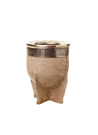 Generic Gourd Imperial Mate Cup, Raw Leather Mate with Smooth Ferrule &laquo;Perico&raquo;, Short, Brown