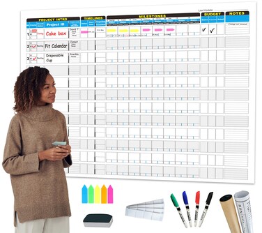 Large Project Management Vision Board for Wall, 36"x45" Office Visual Work Project Whiteboard for Scheduling&amp;Tracking Progress,Laminated Wall Project Planner for Project Managers Entrepreneurs