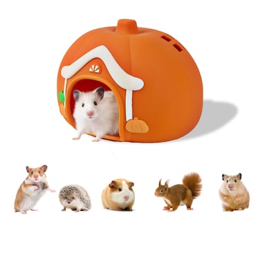 PVOGRT Hamster Cage Accessories - Halloween Silicone Pumpkin Guinea Pig Hideout,Guinea Pig Bed,Small Animals House for Mouse/Mice/Hedgehog