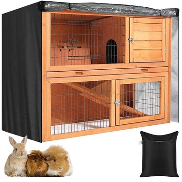 Skyour Indoor Outdoor Rabbit Hutch Cover 4ft Pet Rabbit Cage Dust Cover Waterproof 420D Oxford Heavy Duty Bunny Hutch Poultry Cage Covers