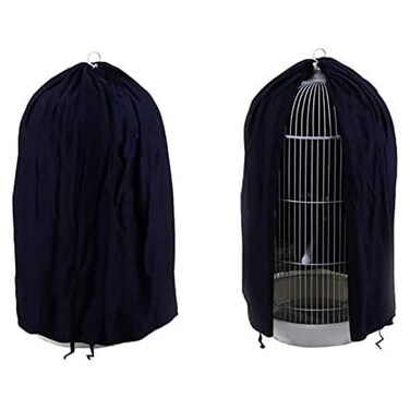 Black Round Dome Top Bird Cage Cover Shield,Birdcage Light Covers Skirt Accessories Screen,Parakeets Lovebirds Budgies Finches Canary Small Bird Universal Windproof Light-Proof Cage Cover(Only Covers)